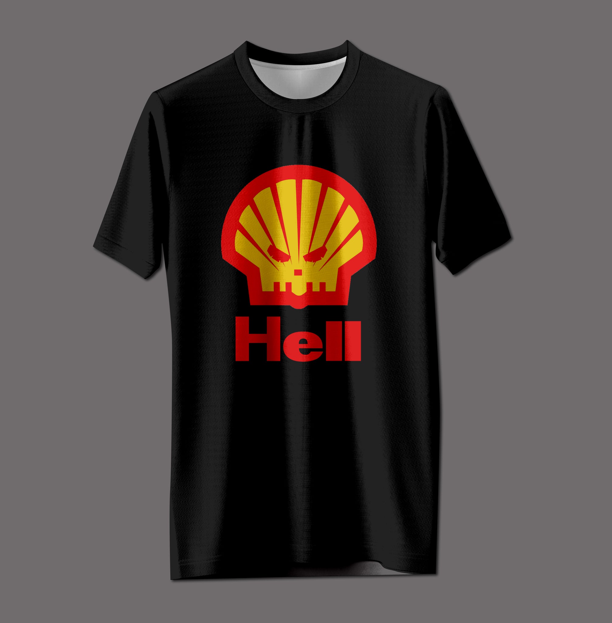 "HELL" Shell Logo Parody Tee