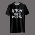 "Know Your Worth" Brush Script Tee